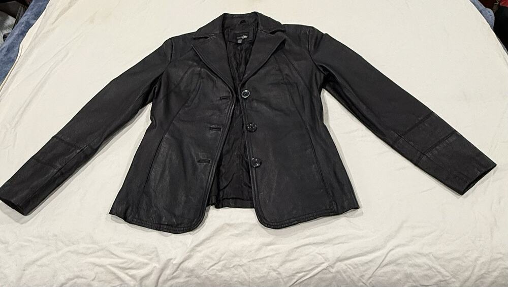 Leather Black Jacket East 5th Size S Vintage 90s